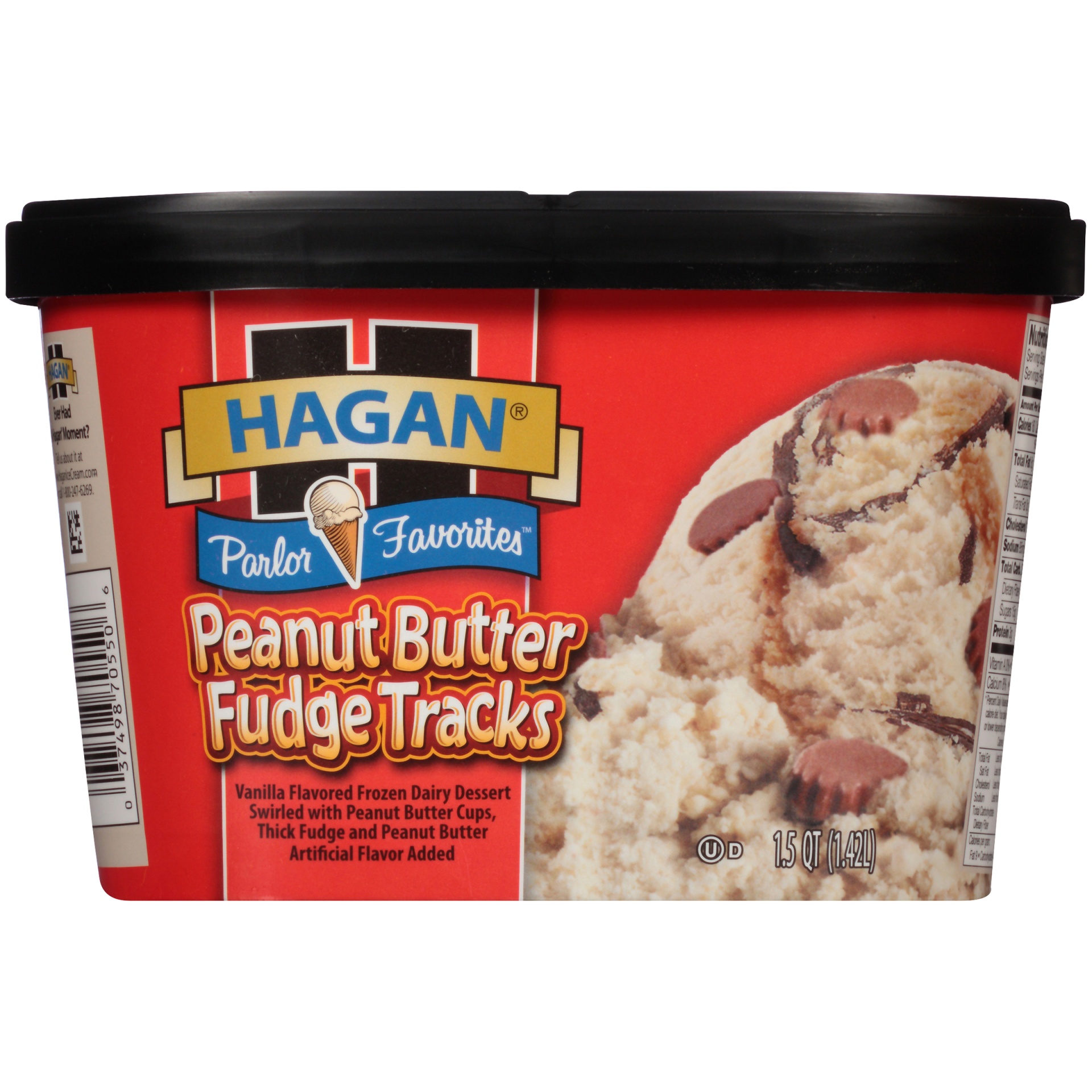 slide 4 of 7, Hagan Peanut Butter Fudge Tracks Frozen Dairy Dessert, 1.5 qt