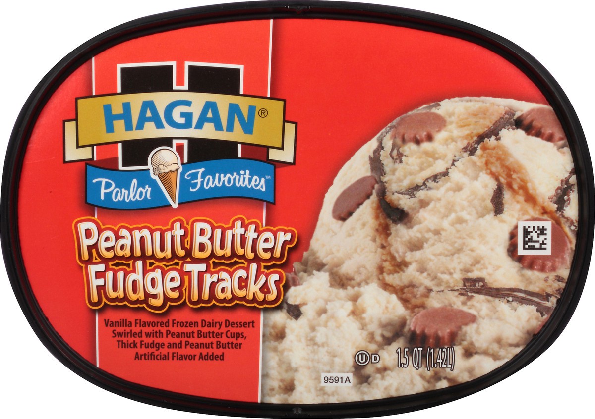 slide 5 of 10, Hagan Parlor Favorites Peanut Butter Fudge Tracks Ice Cream 1.5 qt. Tub, 1.42 liter