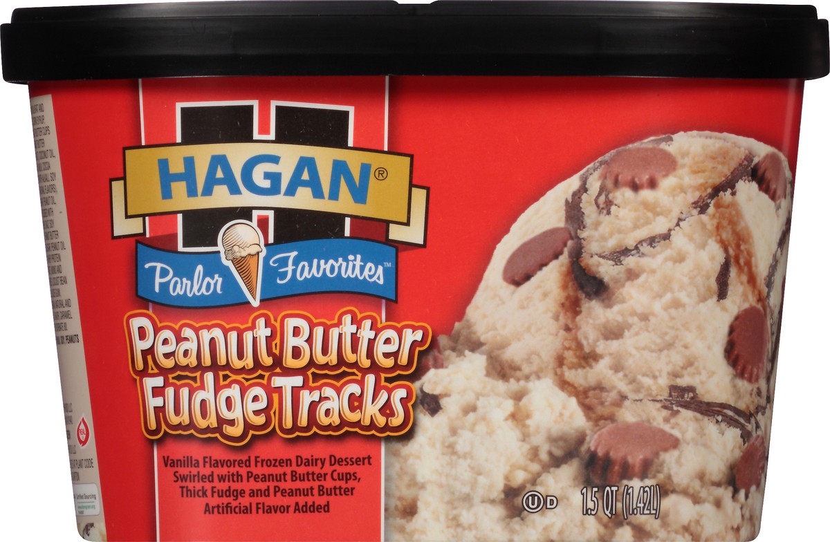 slide 9 of 10, Hagan Parlor Favorites Peanut Butter Fudge Tracks Ice Cream 1.5 qt. Tub, 1.42 liter