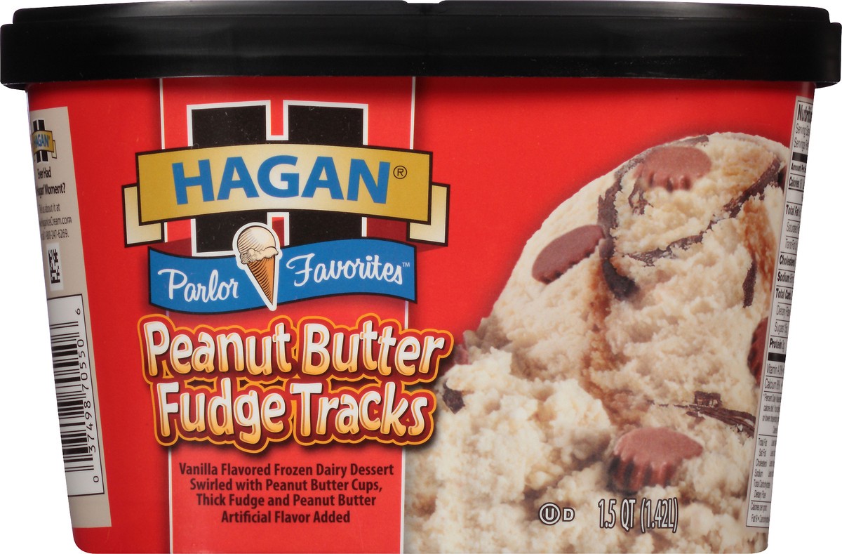 slide 7 of 10, Hagan Parlor Favorites Peanut Butter Fudge Tracks Ice Cream 1.5 qt. Tub, 1.42 liter