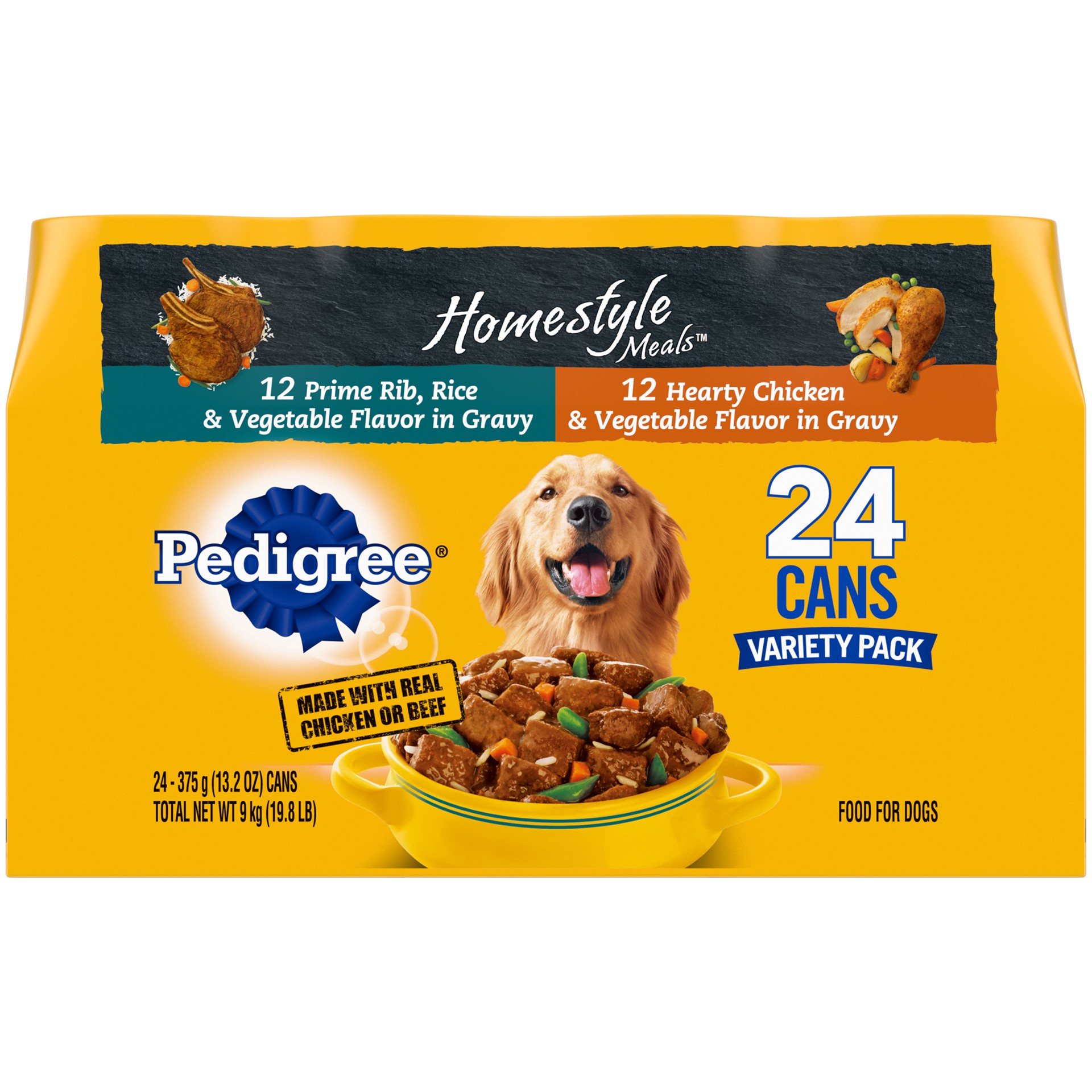 slide 4 of 6, Pedigree Homestyle Meals Adult Dog Food - Prime Rib, Rice & Vegetable, 13.2 oz