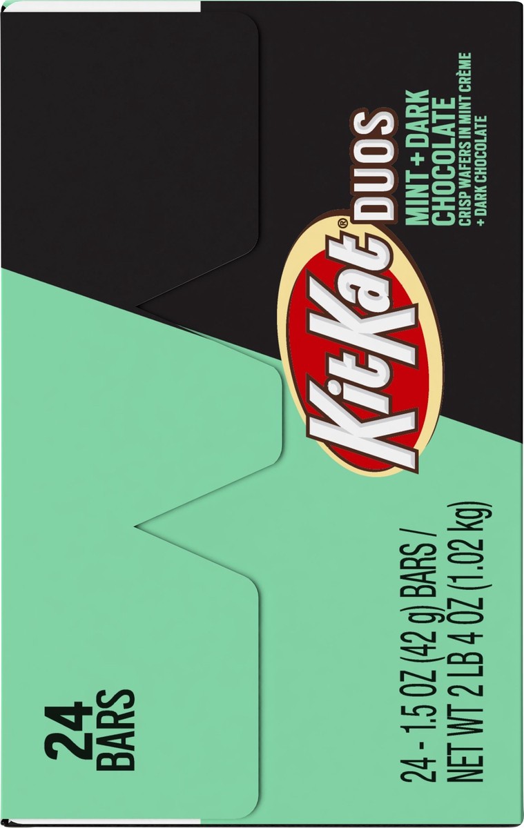slide 4 of 4, KIT KAT Duos Mint + Dark Chocolate 24 ea, 1.5 oz