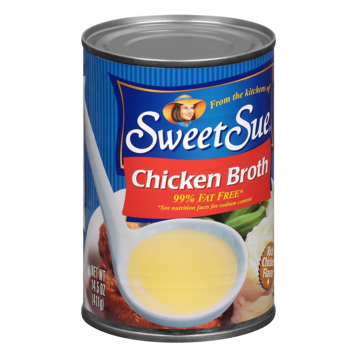 slide 2 of 10, Sweet Sue Chicken Broth 99% Fat Free, 14.5 oz