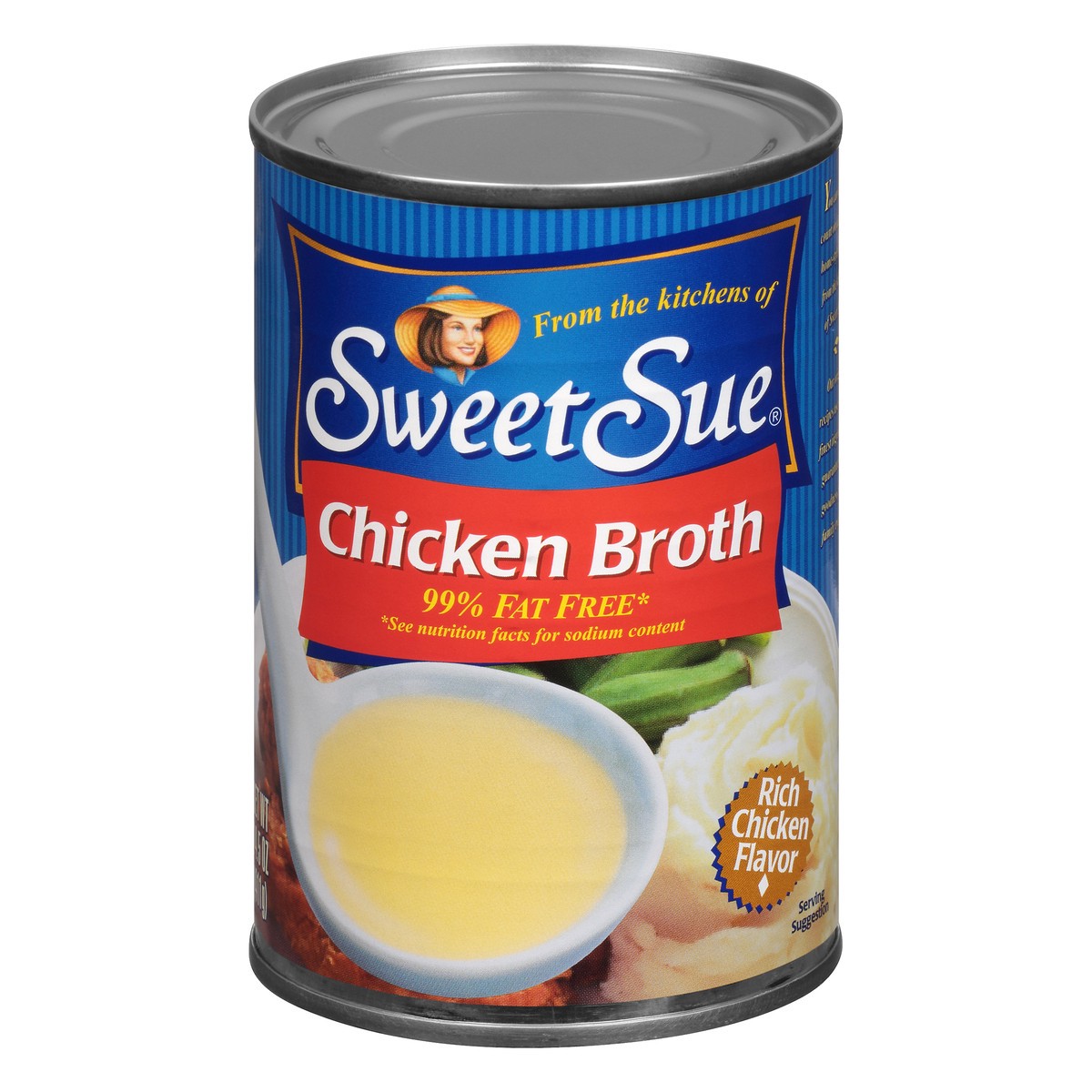 slide 1 of 10, Sweet Sue Chicken Broth 99% Fat Free, 14.5 oz