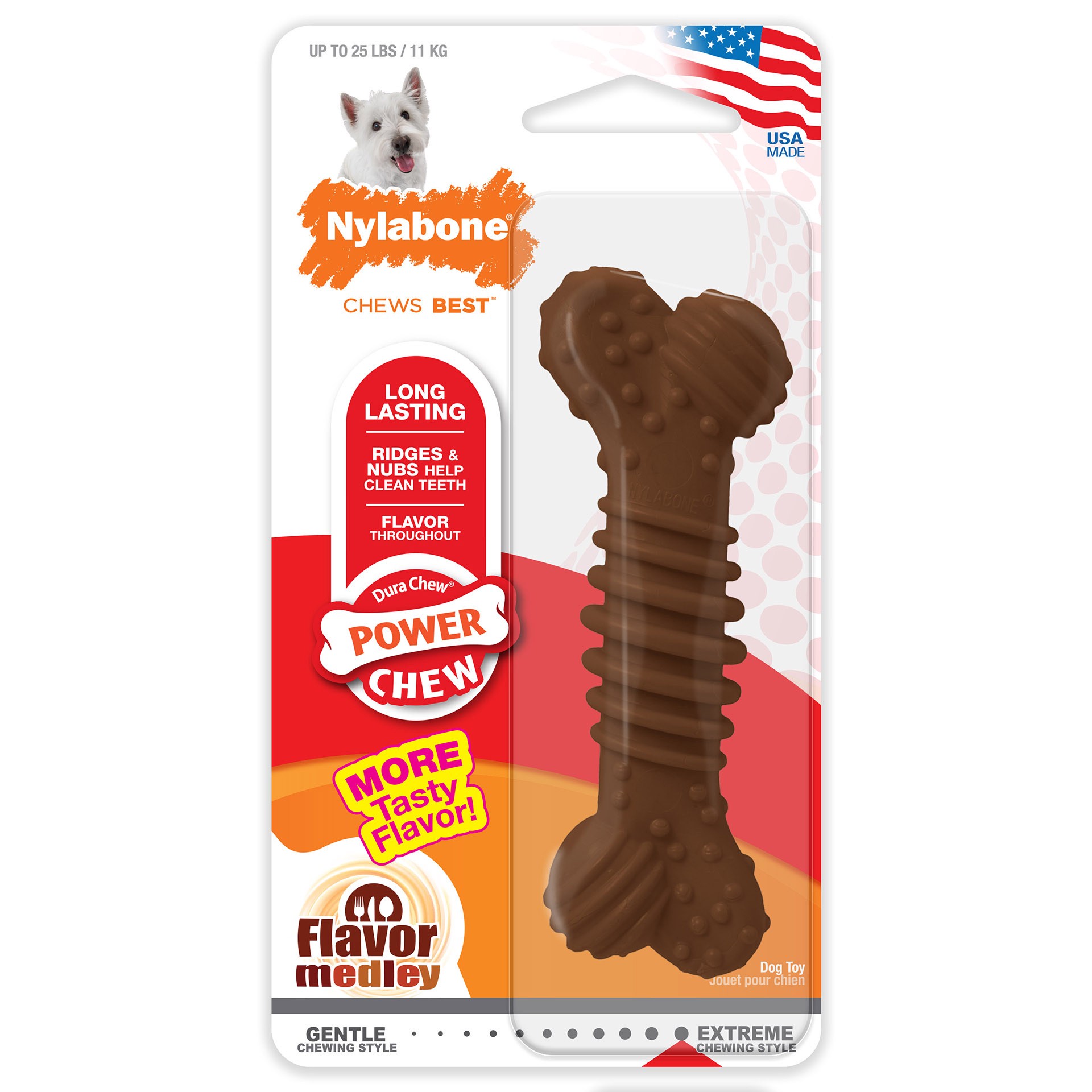 slide 1 of 9, Nylabone Dura Chew Plus Reg Chick Flavo, 1 ct