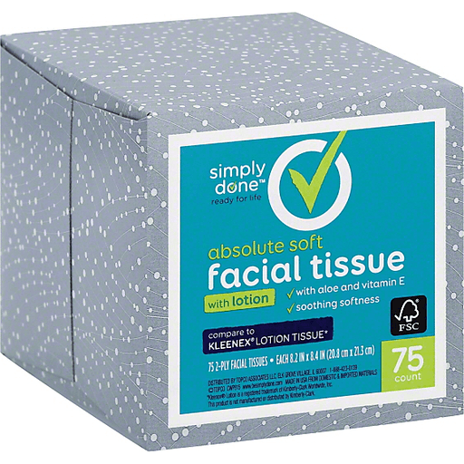 slide 5 of 7, Simply Done Absolute Soft Facial Tissue With Lotion 2-Ply, 75 ct