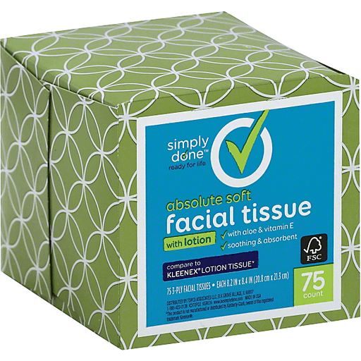 slide 7 of 7, Simply Done Absolute Soft Facial Tissue With Lotion 2-Ply, 75 ct