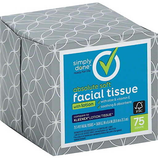 slide 6 of 7, Simply Done Absolute Soft Facial Tissue With Lotion 2-Ply, 75 ct