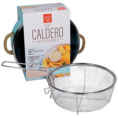 slide 1 of 1, Cook Prep Eat Mint Nonstick Caldero with Basket & Glass Lid, 5 qt