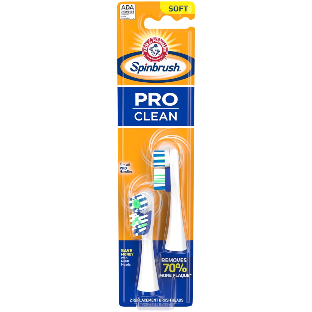 slide 3 of 5, ARM & HAMMER Spinbrush Pro Clean Replacement Heads, 2 ct