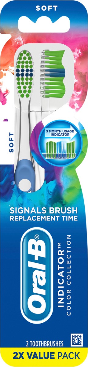 slide 3 of 3, Oral-B Indicator Contour Clean Manual Toothbrush, Soft, 2 ct