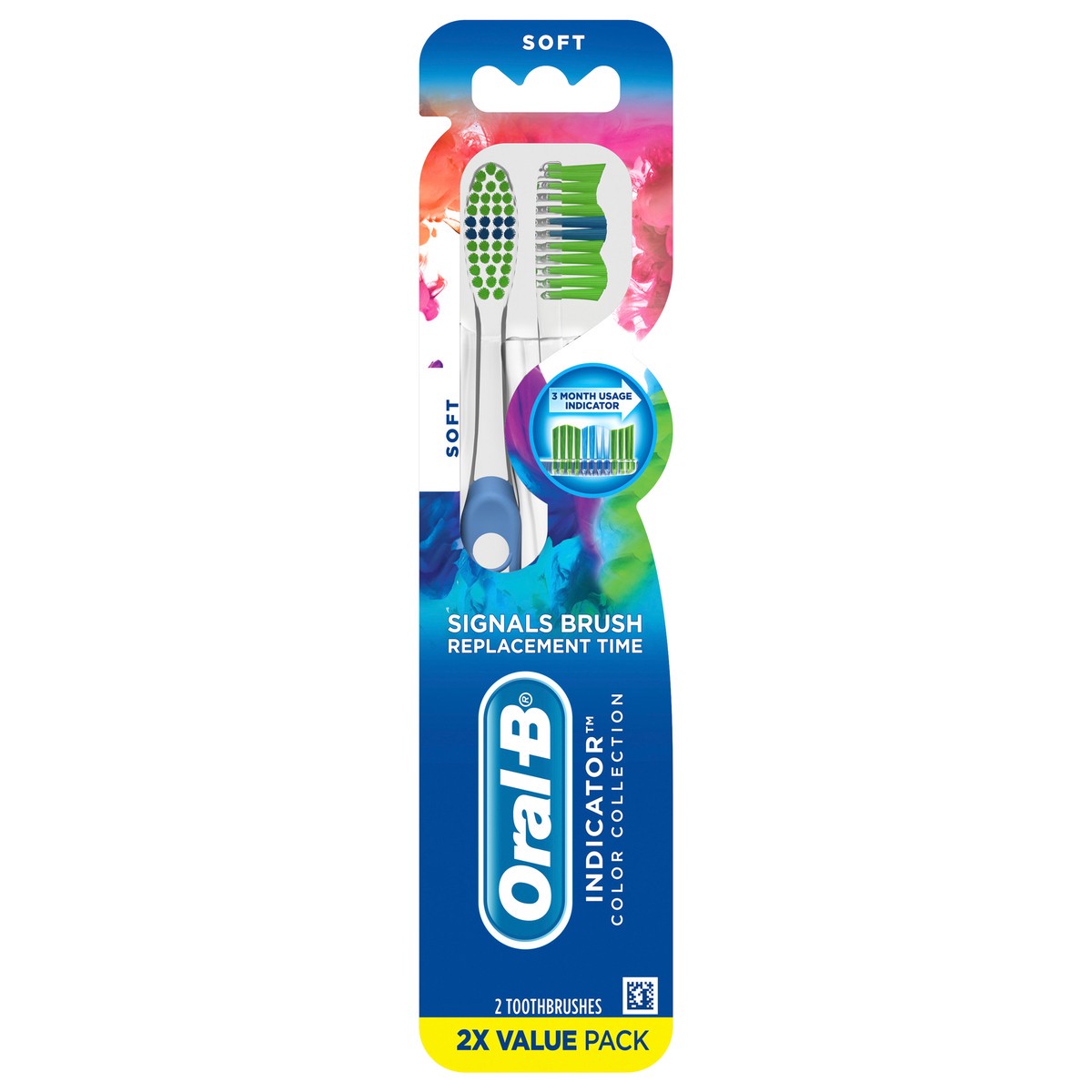 slide 1 of 3, Oral-B Indicator Contour Clean Manual Toothbrush, Soft, 2 ct