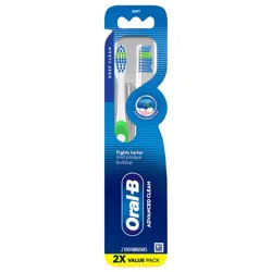 Oral-B Advanced Clean Toothbrushes, Color Changing Bristles, Soft, 2 Count