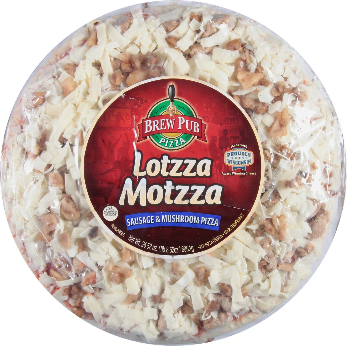 slide 13 of 13, Brew Pub Pizza Lotzza Motzza Sausage & Mushroom Pizza 24.52 oz, 24.52 oz