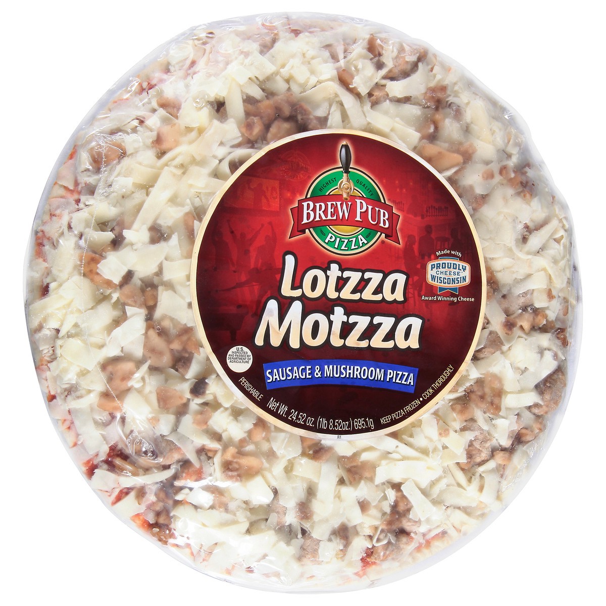 slide 5 of 13, Brew Pub Pizza Lotzza Motzza Sausage & Mushroom Pizza 24.52 oz, 24.52 oz