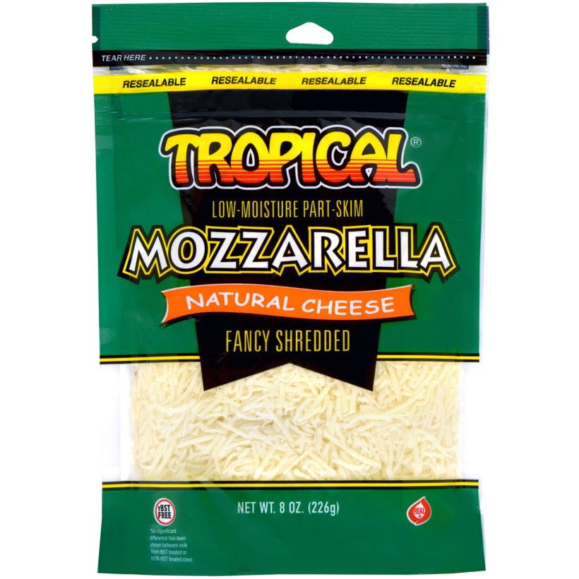 slide 1 of 1, Tropical Mozzarella Natural Cheese Fancy Shredded, 8 oz