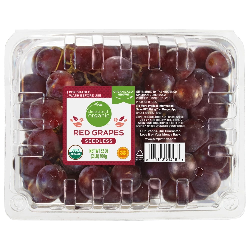 slide 1 of 2, Simple Truth Organic Seedless Red Grapes, 2 lb