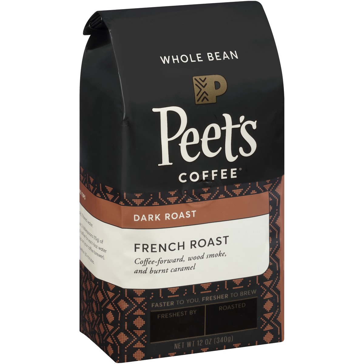 slide 2 of 9, Peet's Coffee French Roast Dark Roast Whole Bean Coffee 12 oz. Stand Up Bag, 12 oz