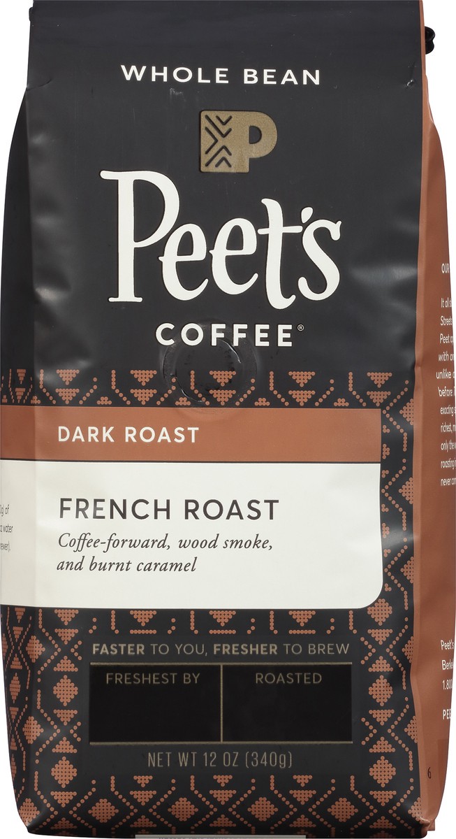 slide 1 of 9, Peet's Coffee French Roast Dark Roast Whole Bean Coffee Stand Up Bag - 12 oz, 12 oz