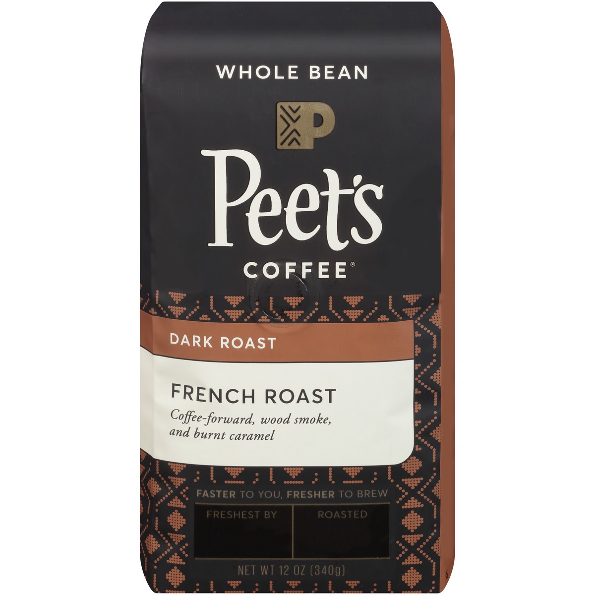 slide 1 of 9, Peet's Coffee French Roast Dark Roast Whole Bean Coffee 12 oz. Stand Up Bag, 12 oz