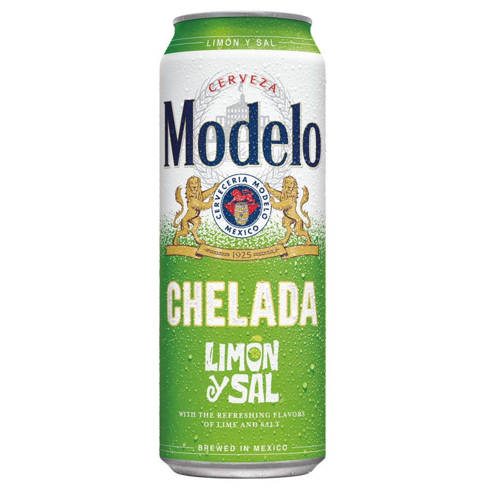 slide 1 of 7, Modelo Chelada Limon y Sal Mexican Import Flavored Beer, 24 fl oz Can, 3.5% ABV, 24 fl oz