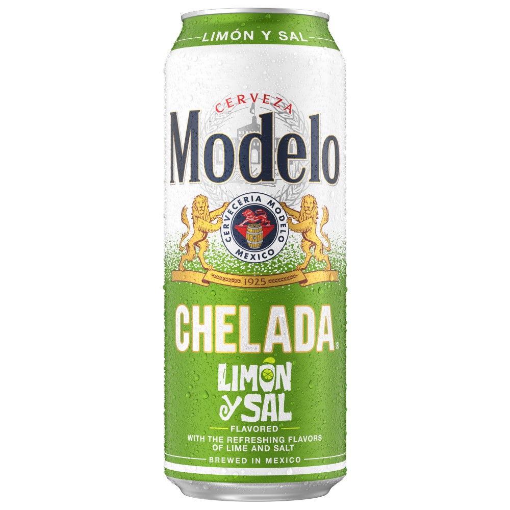 slide 1 of 7, Modelo Chelada Limón y Sal Mexican Import Flavored Beer, 24 fl oz Can, 3.5% ABV, 24 fl oz