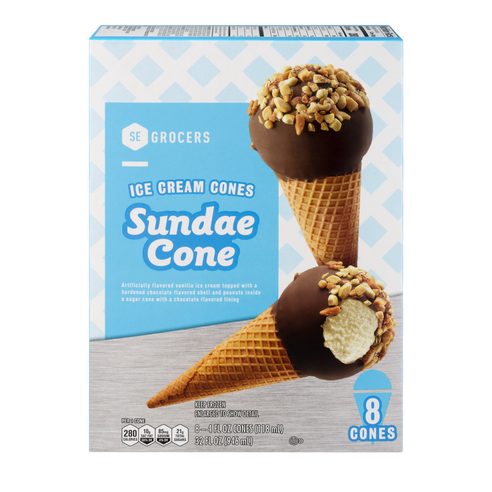 slide 1 of 1, SE Grocers Ice Cream Cones Sundae Cone, 8 ct