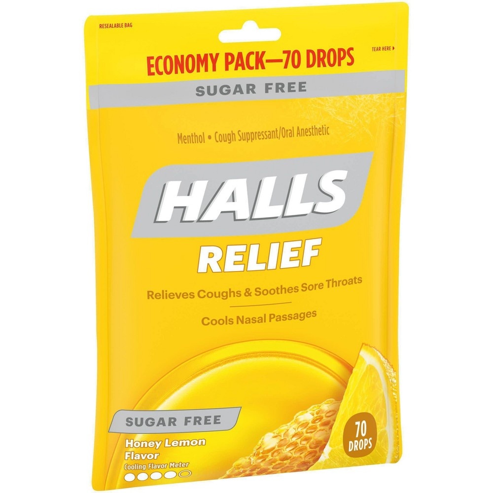 slide 2 of 5, Halls Sugar-Free Cough Drops - Honey Lemon, 70 ct