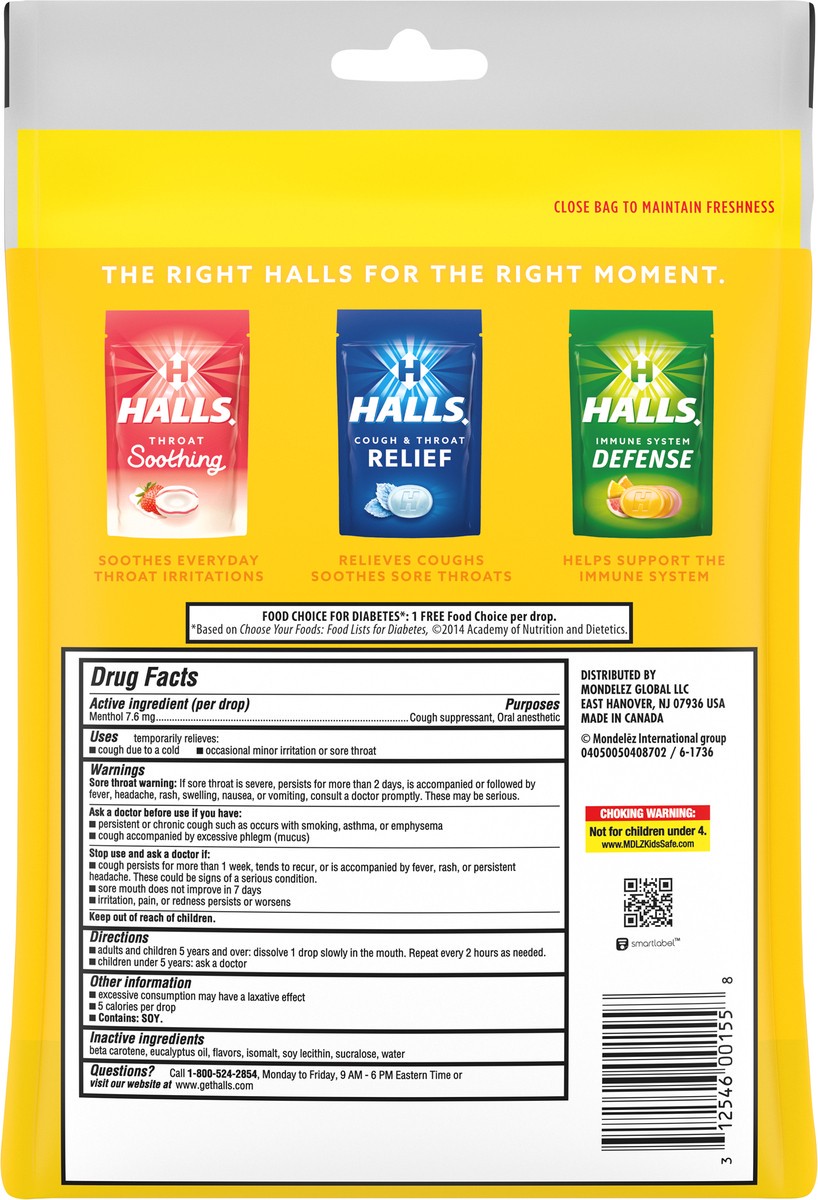 slide 5 of 8, HALLS Relief Honey Lemon Sugar Free Cough Drops, Economy Pack, 70 Drops, 7.66 oz