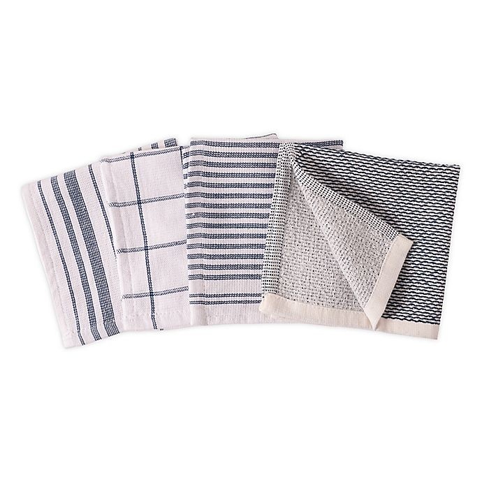 slide 1 of 8, Artisanal Kitchen Supply Dual Sided Dish Cloths - Navy, 4 ct