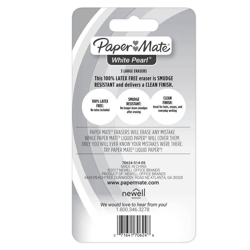 slide 3 of 3, Paper Mate Erasers 3 ea, 3 ct