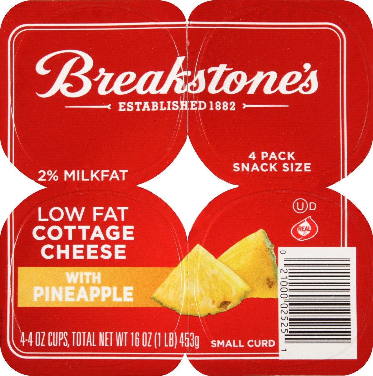 slide 10 of 10, Breakstone's Lowfat Small Curd Cottage Cheese with Pineapple and 2% Milkfat, 4 oz Cup, 4 Ct, 16 oz