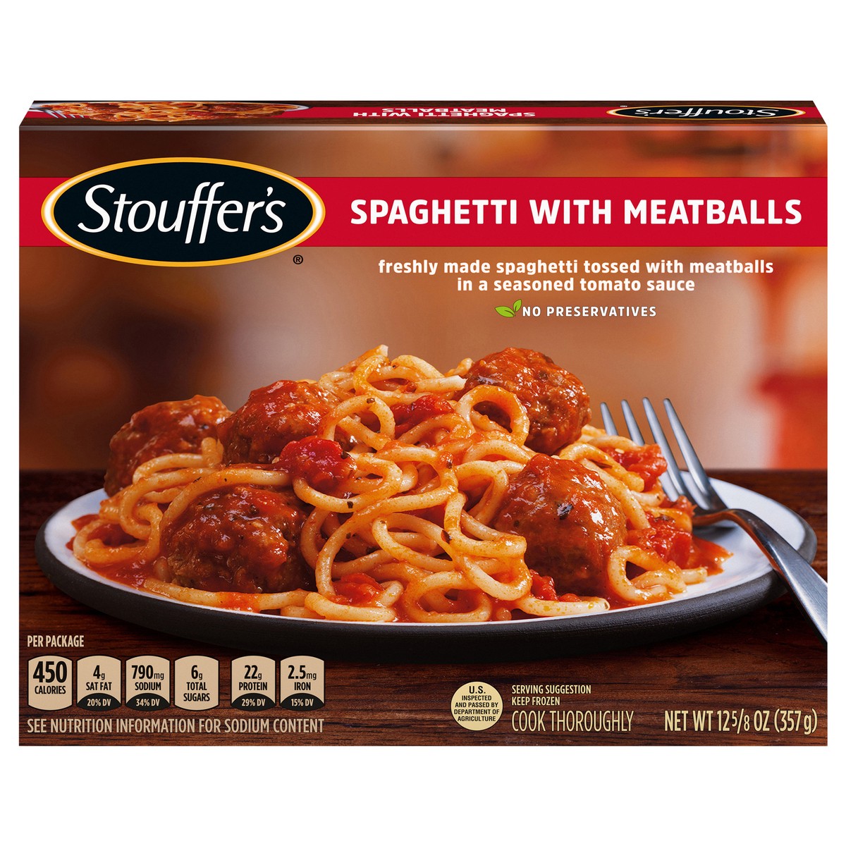 slide 1 of 6, Stouffer's Spaghetti with Meatballs Frozen Meal, 12.62 oz