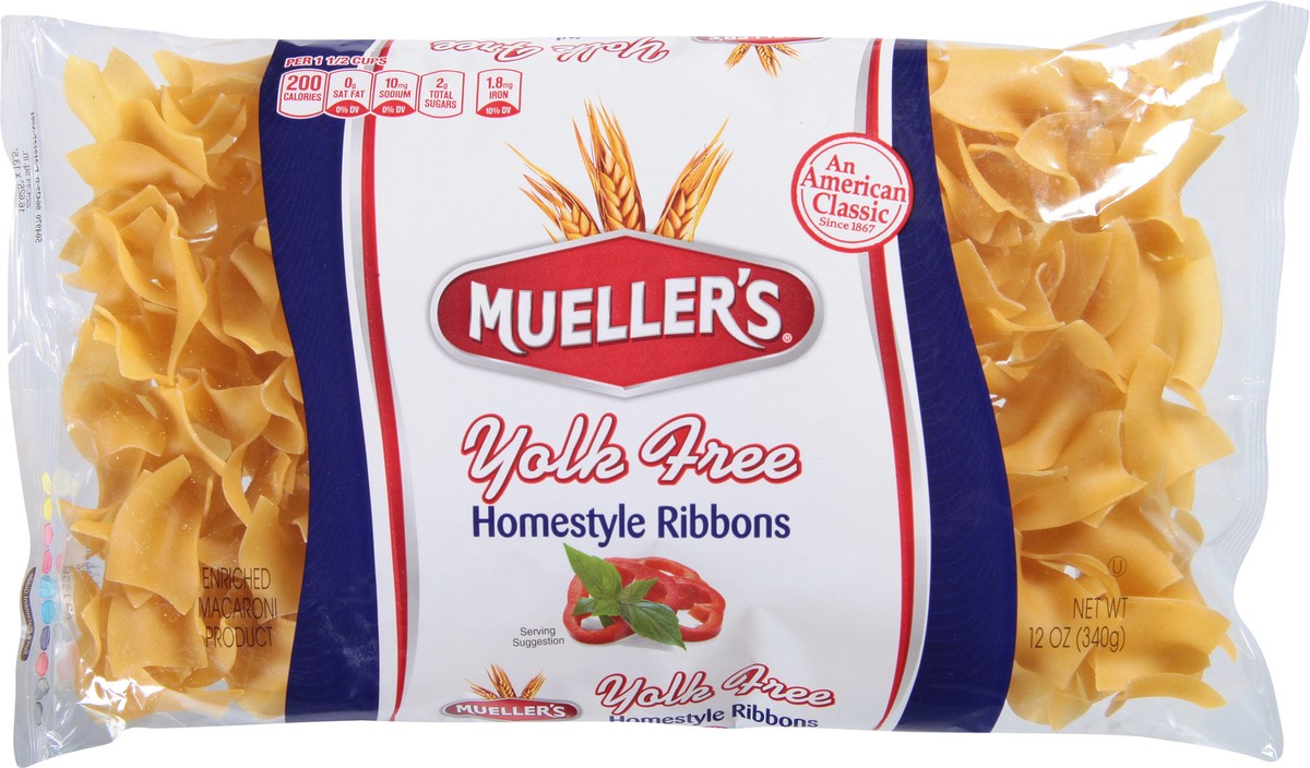 slide 2 of 13, Mueller's Yolk Free Homestyle Ribbons 12 oz, 12 oz