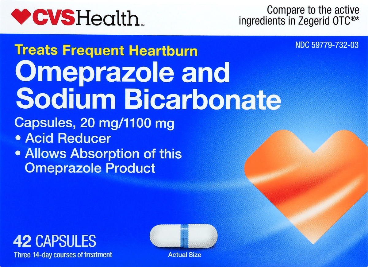 slide 10 of 11, CVS Health Omeprazole Sodium Bicarbonate Capsules, 42Ct, 42 ct