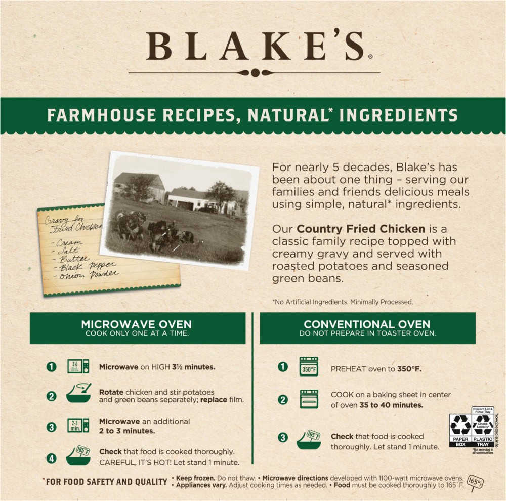 slide 2 of 4, Blake's Country Fried Chicken Frozen Meal, 11 oz