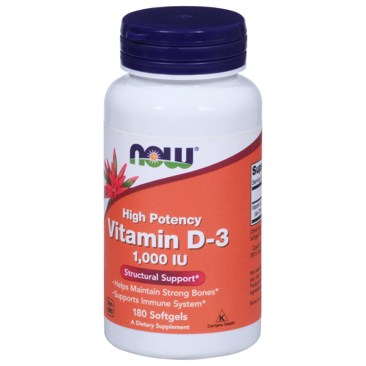 slide 9 of 9, NOW Vitamin D-3 1000 IU - 180 Softgels, 180 ct