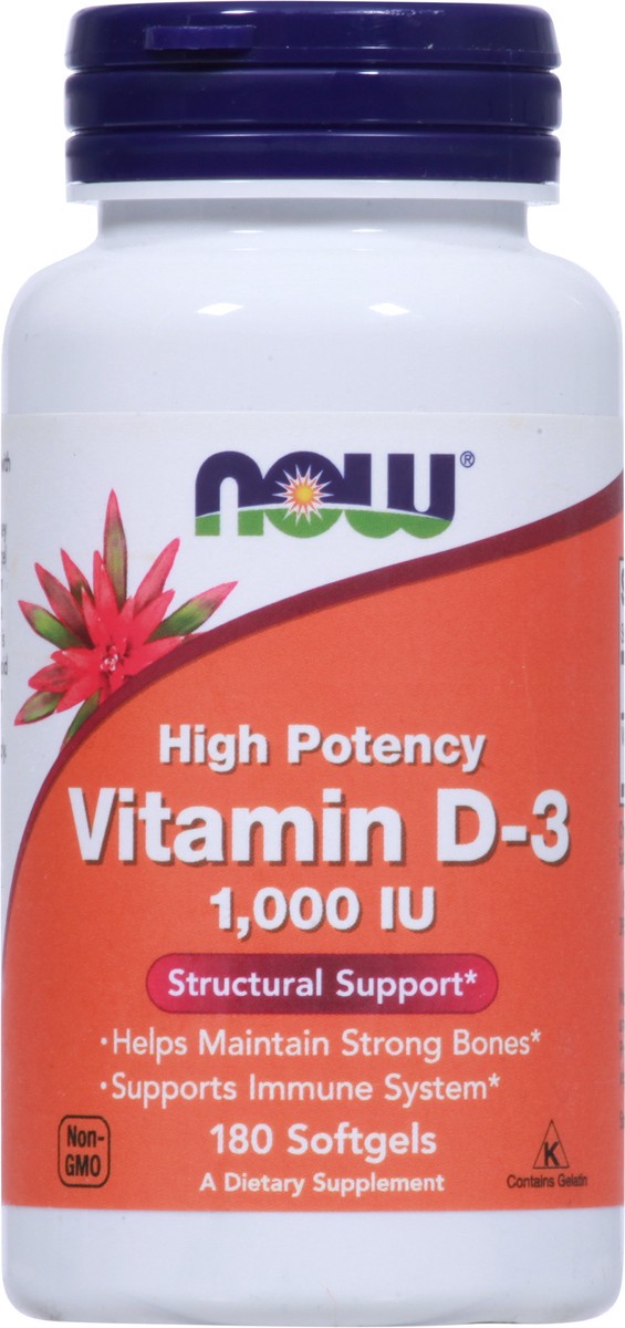 slide 4 of 9, NOW Vitamin D-3 1000 IU - 180 Softgels, 180 ct