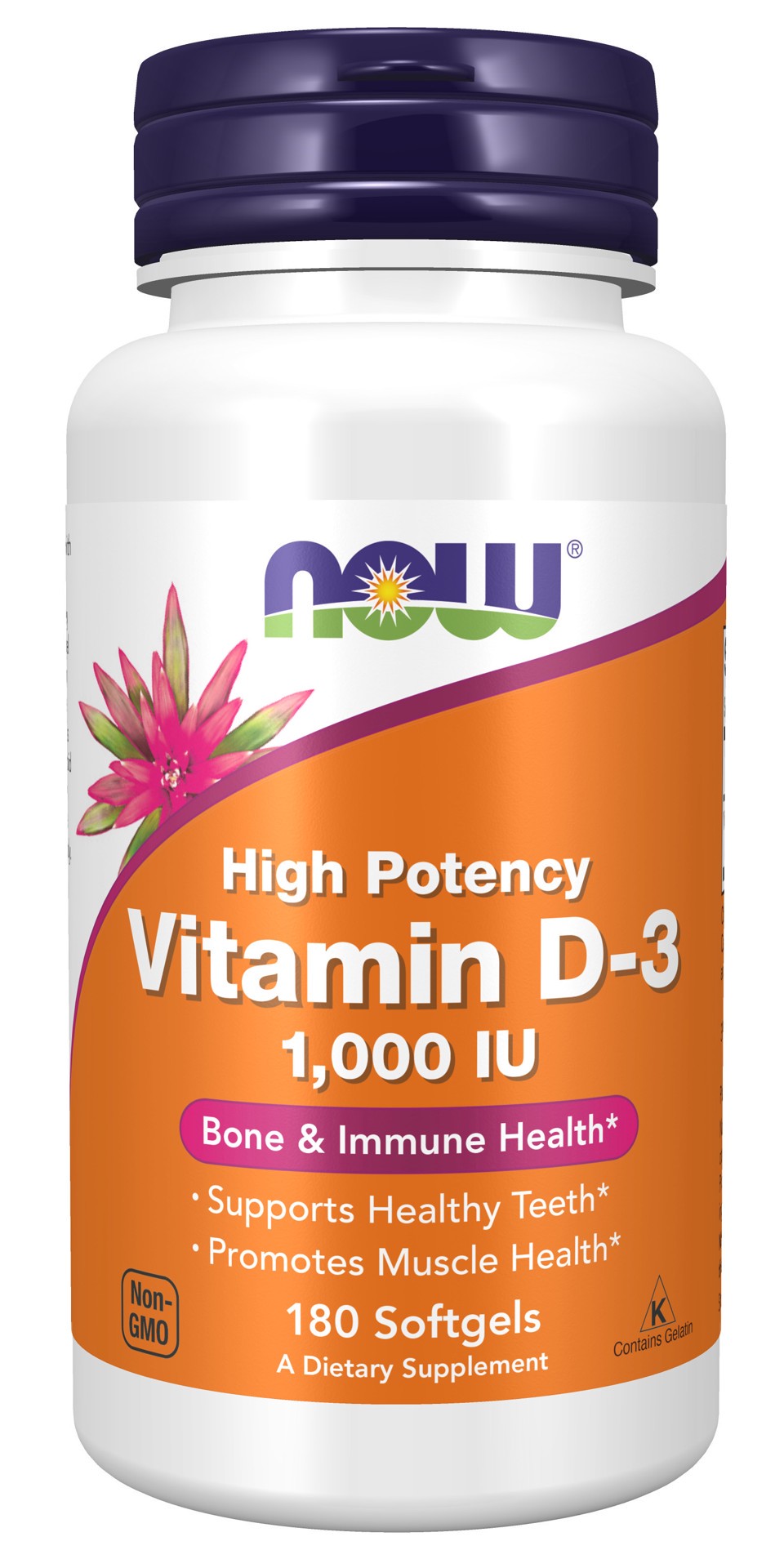 slide 1 of 9, NOW Vitamin D-3 1000 IU - 180 Softgels, 180 ct