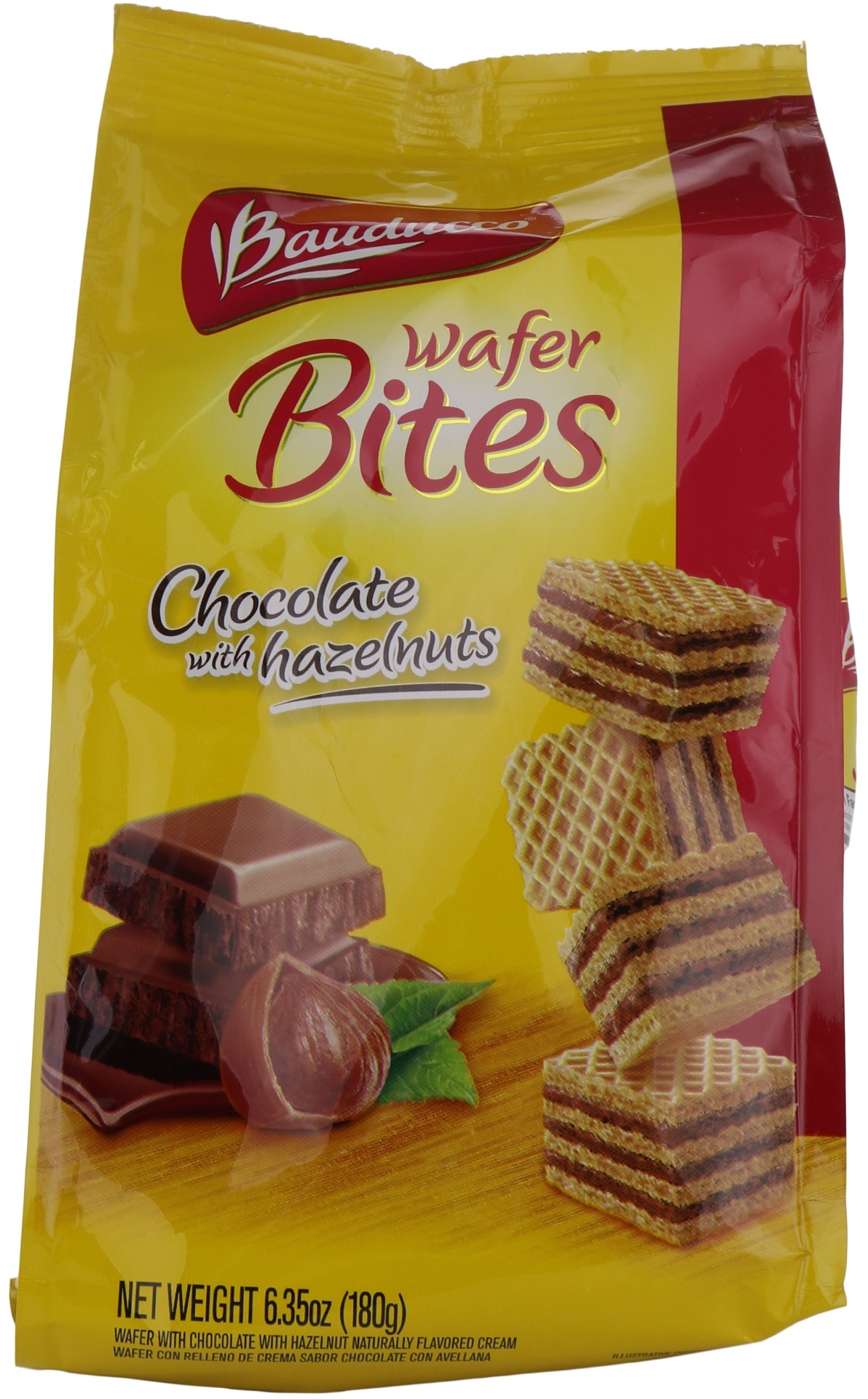 slide 1 of 1, Bauducco Wafer Cookie Bites Chocolate&Hazelnuts, 6.3 oz