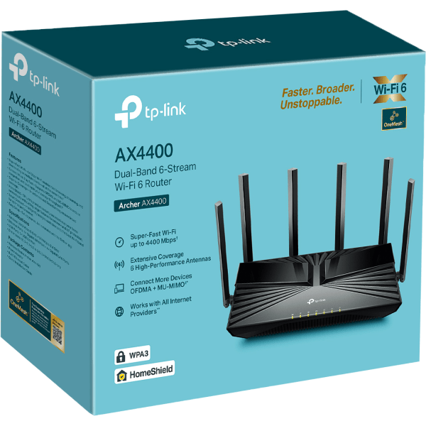 slide 4 of 4, TP-Link Archer Ax4400 Wireless Wi-Fi Router, Black, 1 ct