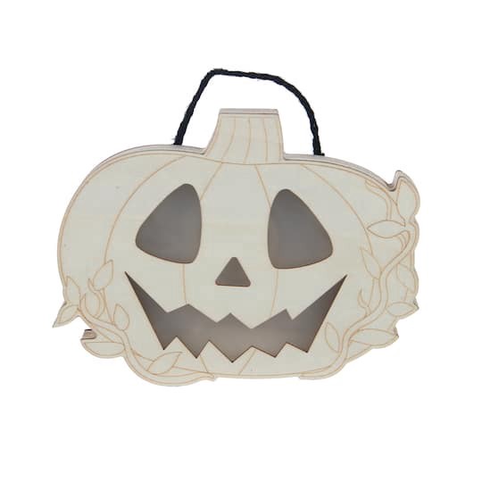slide 1 of 3, 8" Jack-O'-Lantern Diy Led Plywood Decor By Make Market, 8 in