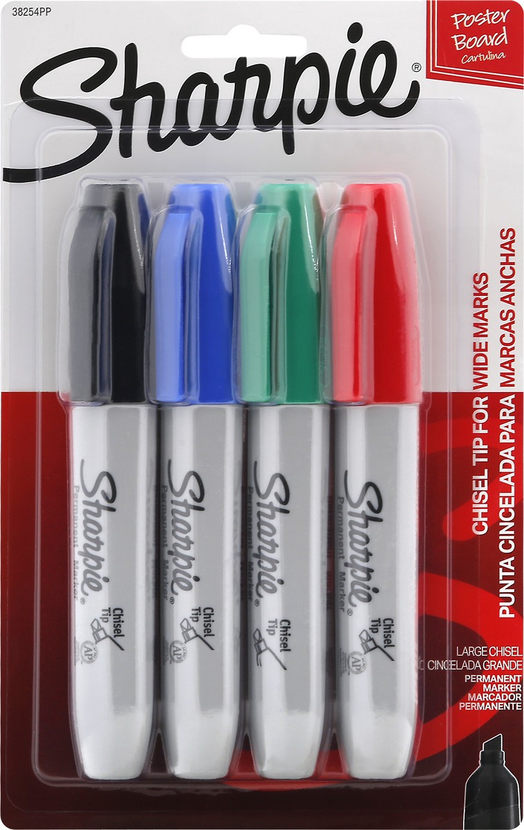 slide 1 of 8, Sharpie Broad Chisel Tip Permanent Marker Multicolor, 4 ct