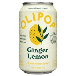 OLIPOP Prebiotic Soda, Ginger Lemon