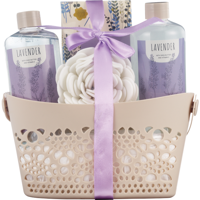 slide 1 of 1, FREIDA & JOE Lavender Bath & Body Spa 4Pc Basket, 1 ct