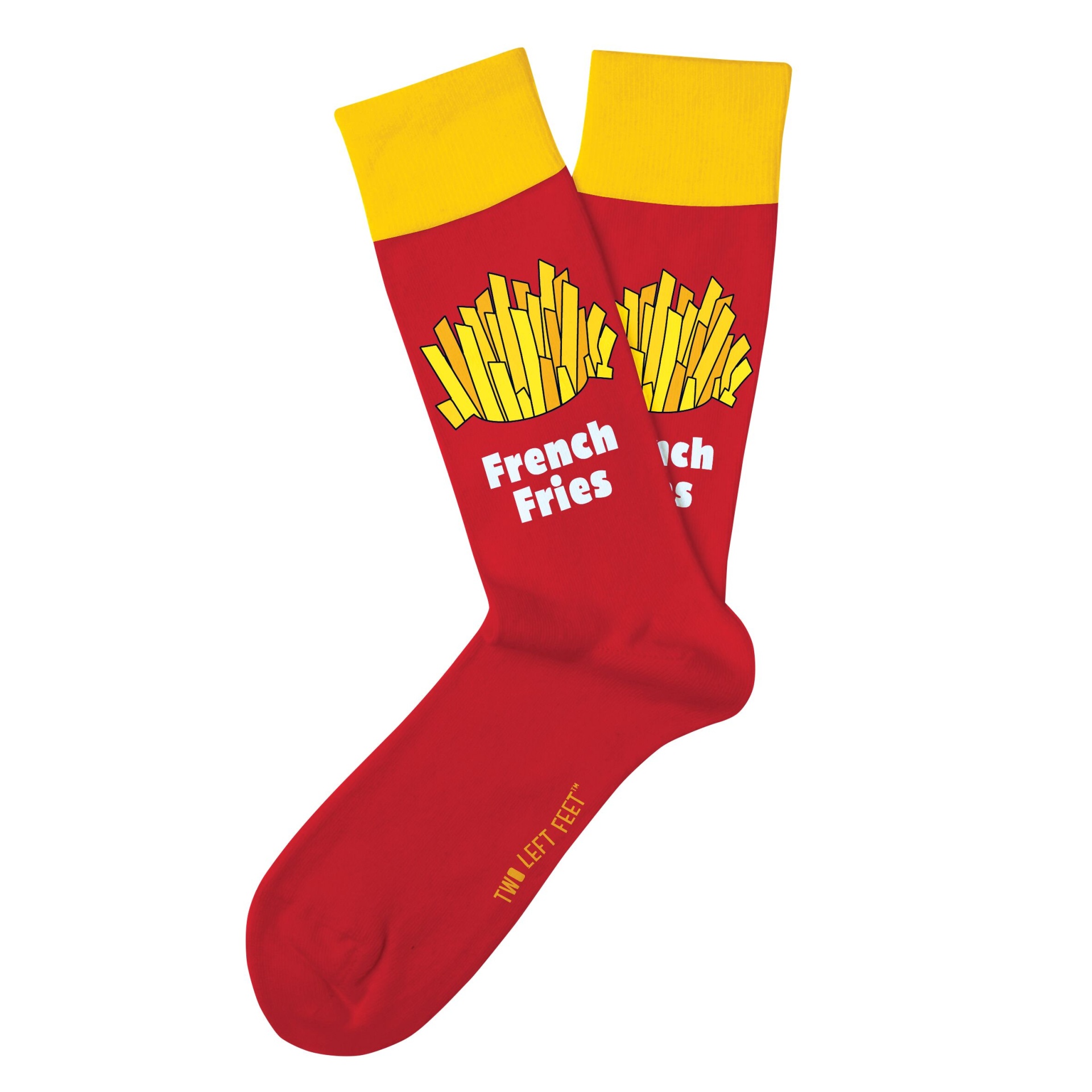 slide 1 of 1, Two Left Feet French Fries Big Feet Socks, 1 pair