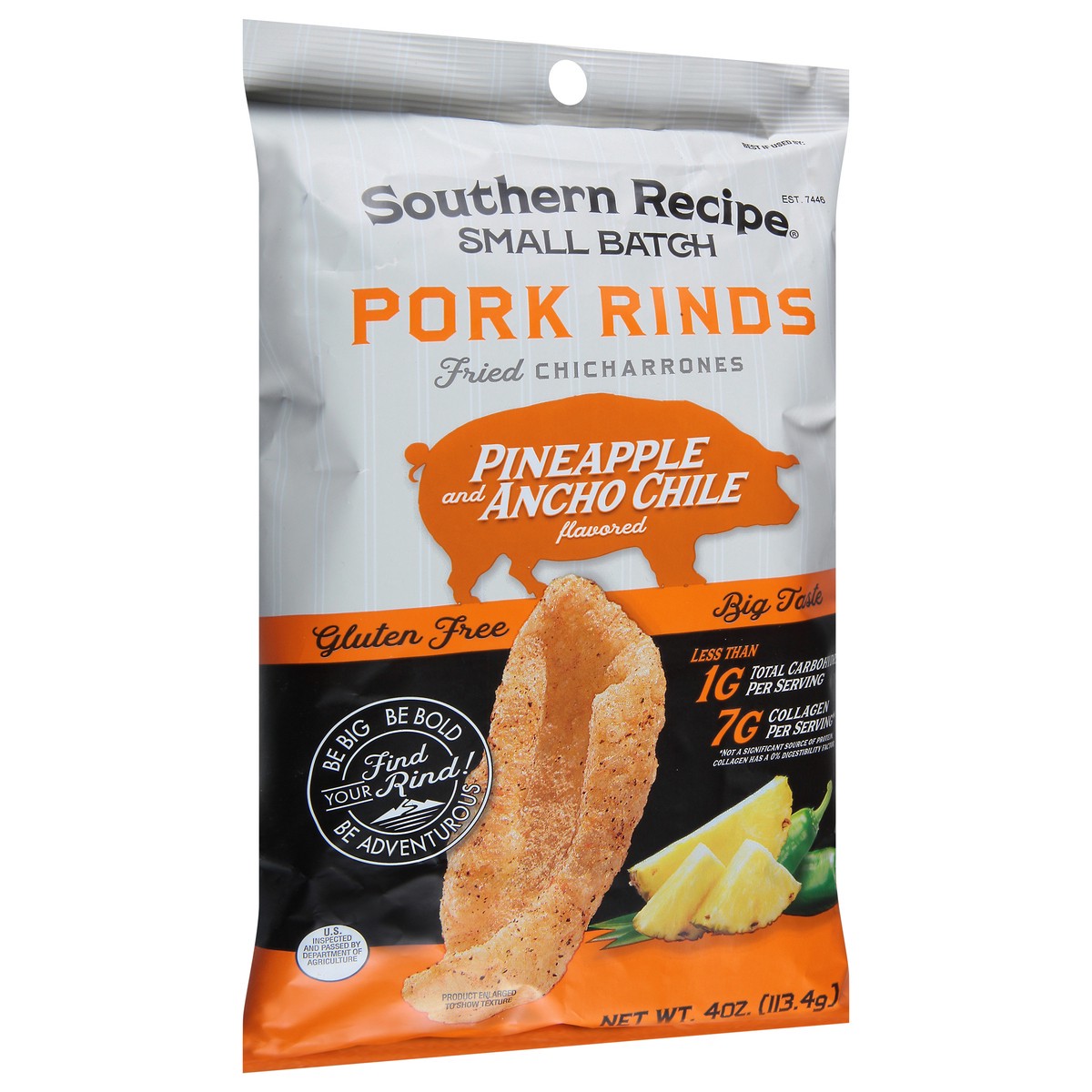 slide 11 of 13, Southern Recipe Small Batch Pineapple and Ancho Chile Flavored Pork Rinds 4 oz, 4 oz