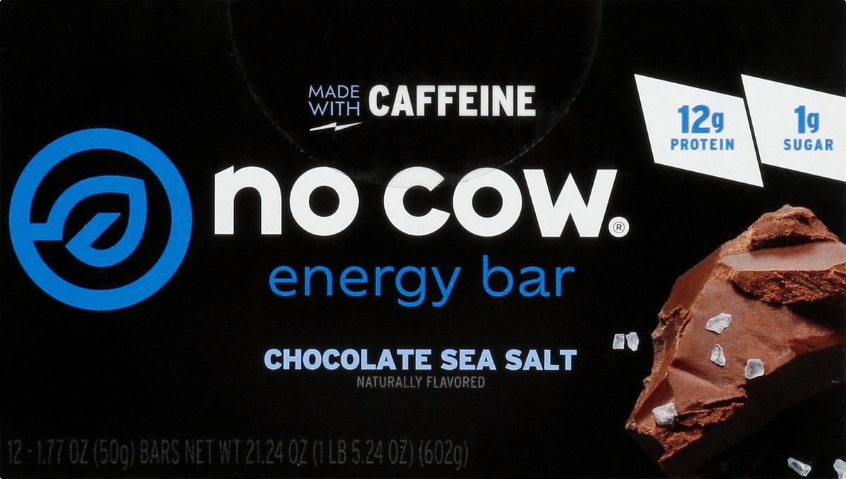 slide 1 of 11, No Cow Chocolate Sea Salt Energy Bar 12 ea, 12 ct