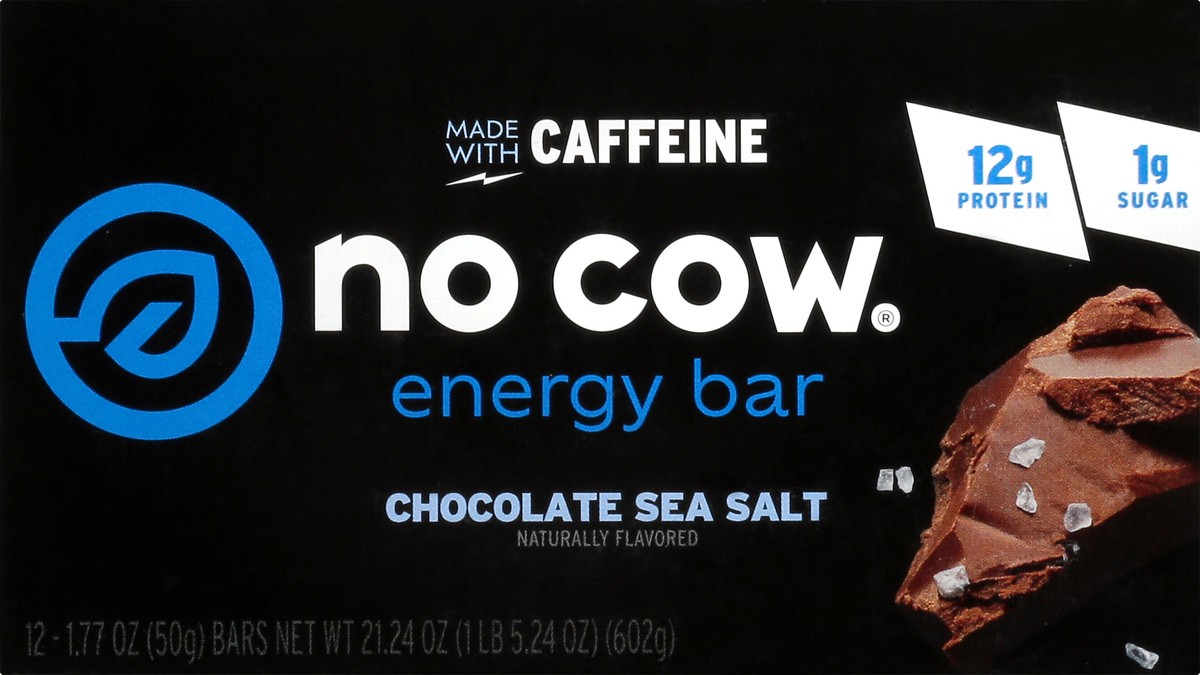 slide 6 of 11, No Cow Chocolate Sea Salt Energy Bar 12 ea, 12 ct