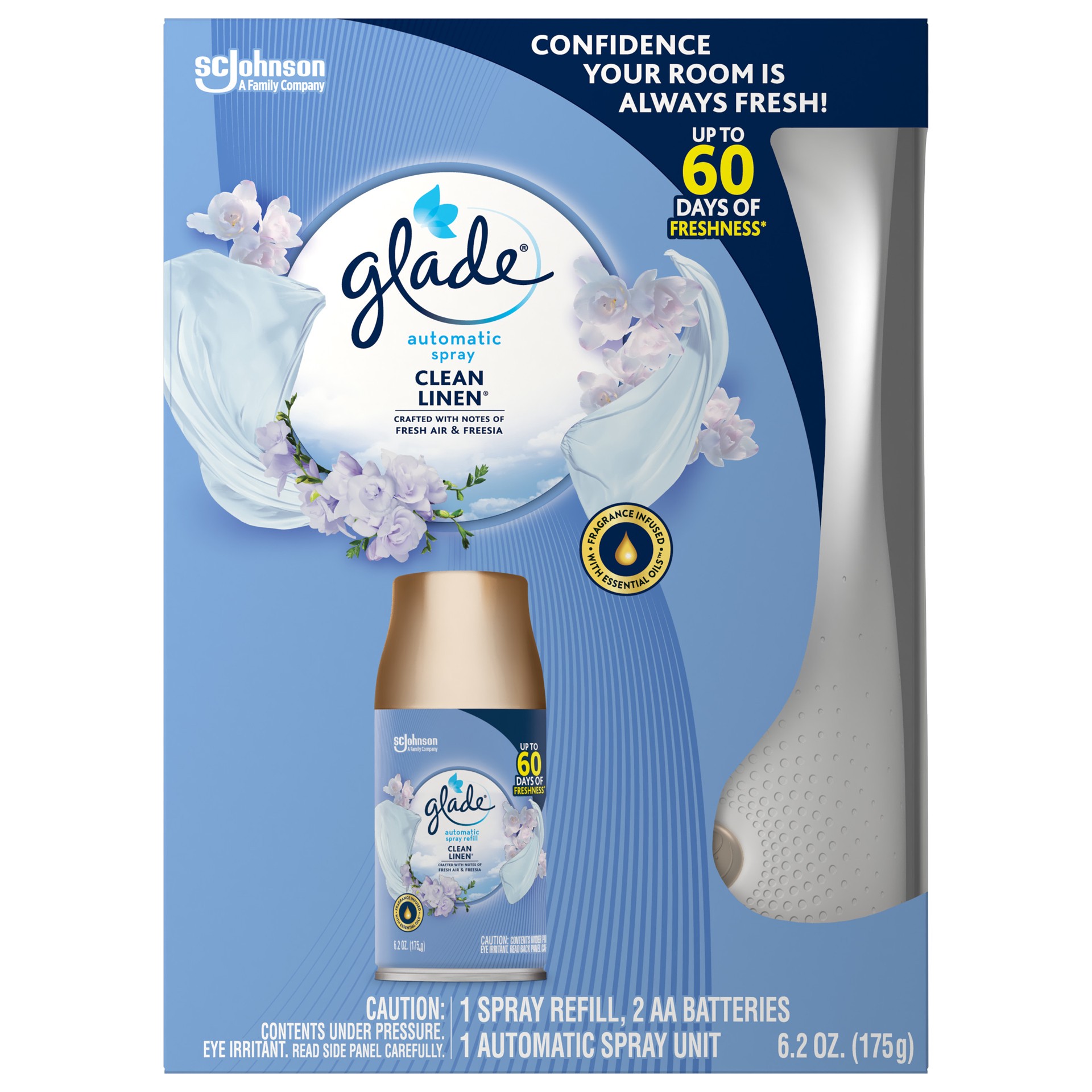 slide 1 of 1, Glade Clean Linen Automatic Spray, 6.2 fl oz